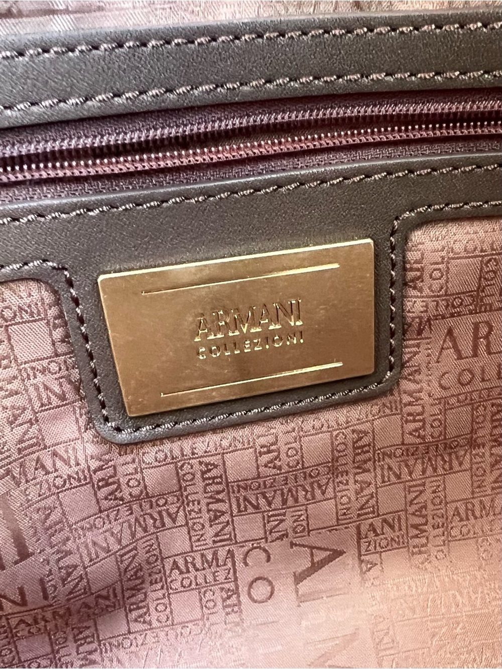 Authentic ARMANI COLLEZIONI Brown Leather Shoulder Bag Woven - Picture 7 of 9